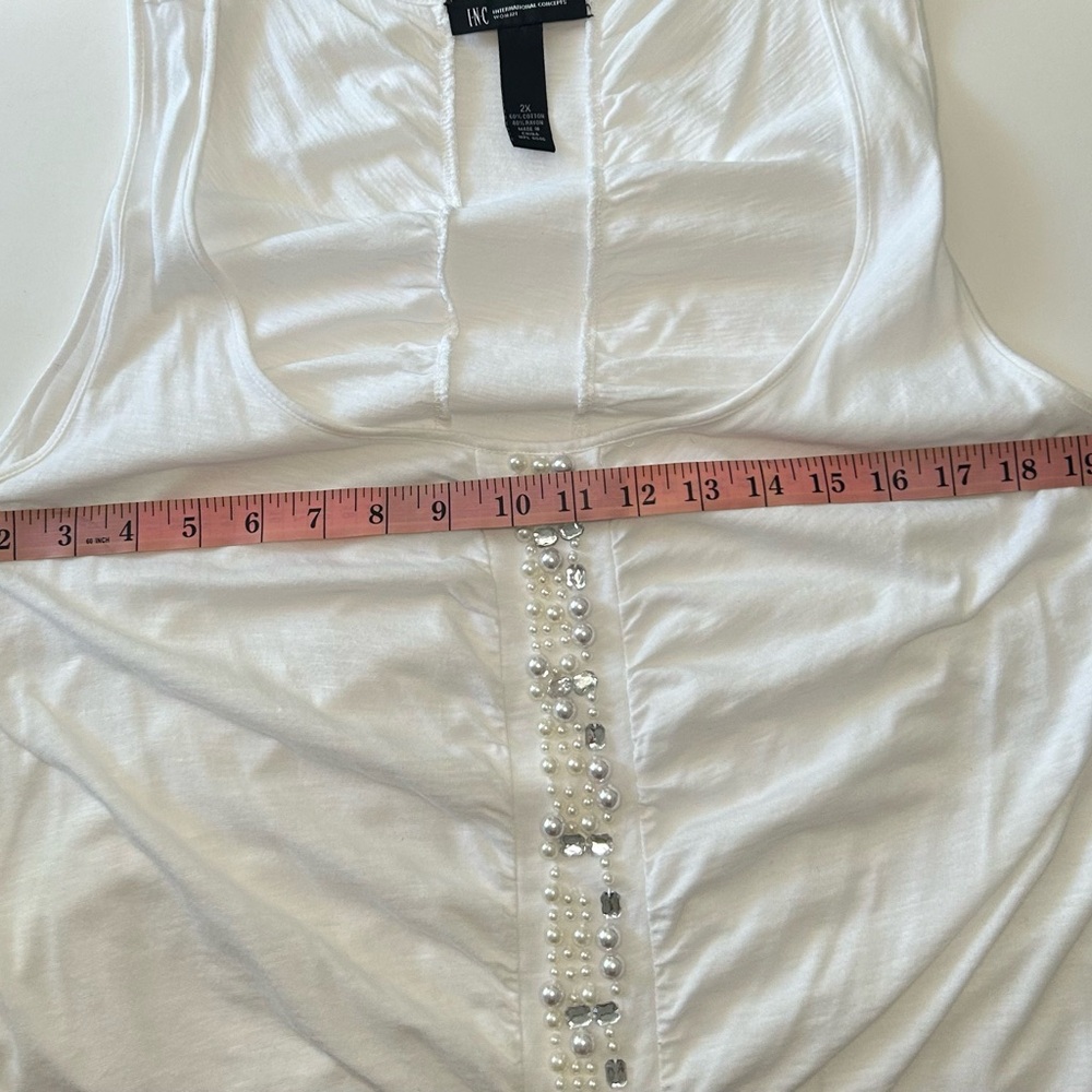 - Inc International Concepts sleeveless white beaded top - Picture 4 of 7